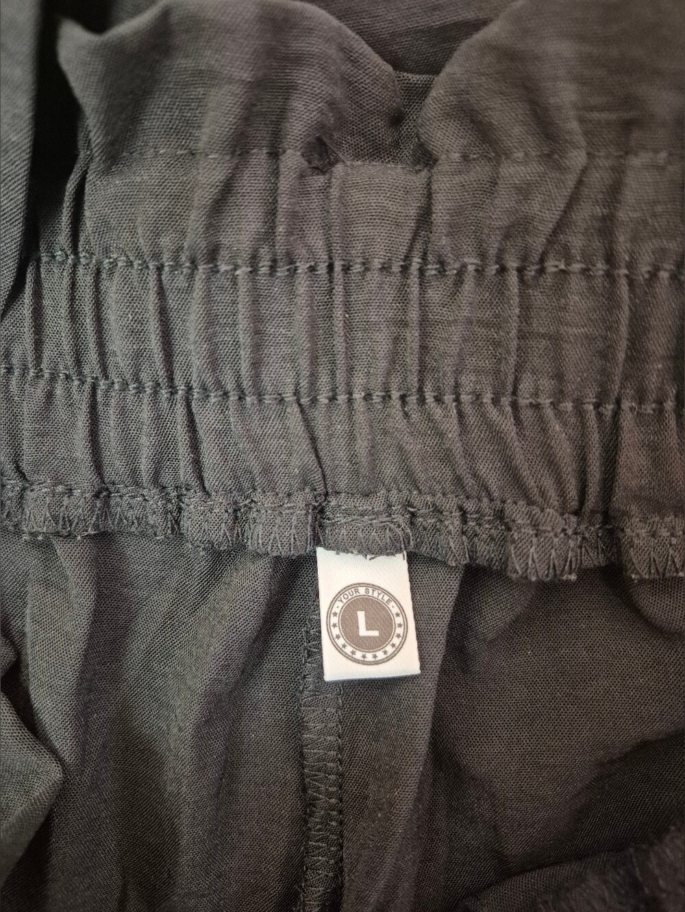 Tie-Waist Wide Leg Women's Pants - Black Large - Picture 4 of 6